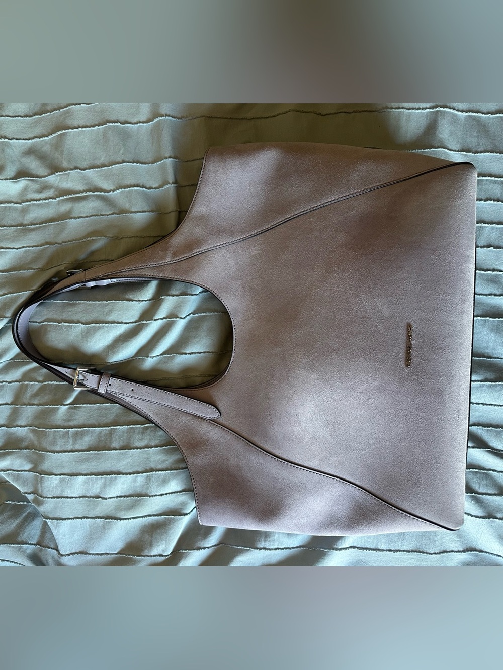 Michael Kors Bernie Womens Large Bonded Leather Blend Shoulder Tote Bag Lilac